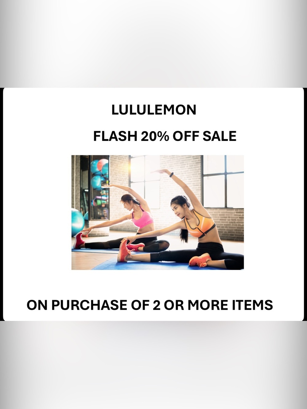 Flash offer on ALL Lululemon Products